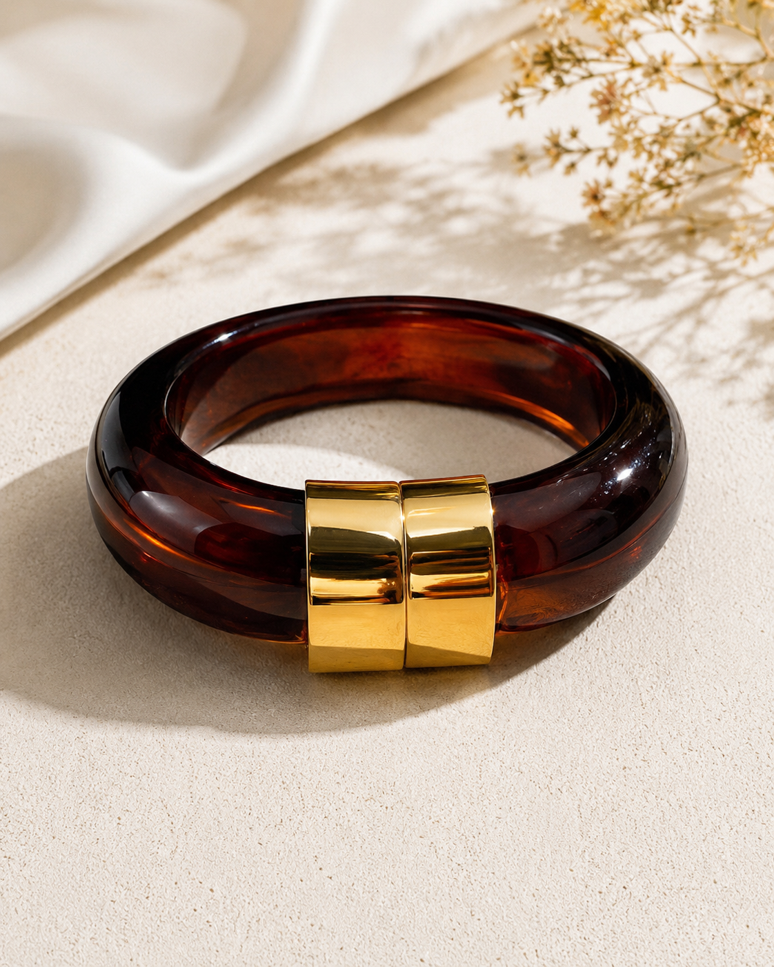 Bracelet Jonc marron et Doré – Chic Intemporel