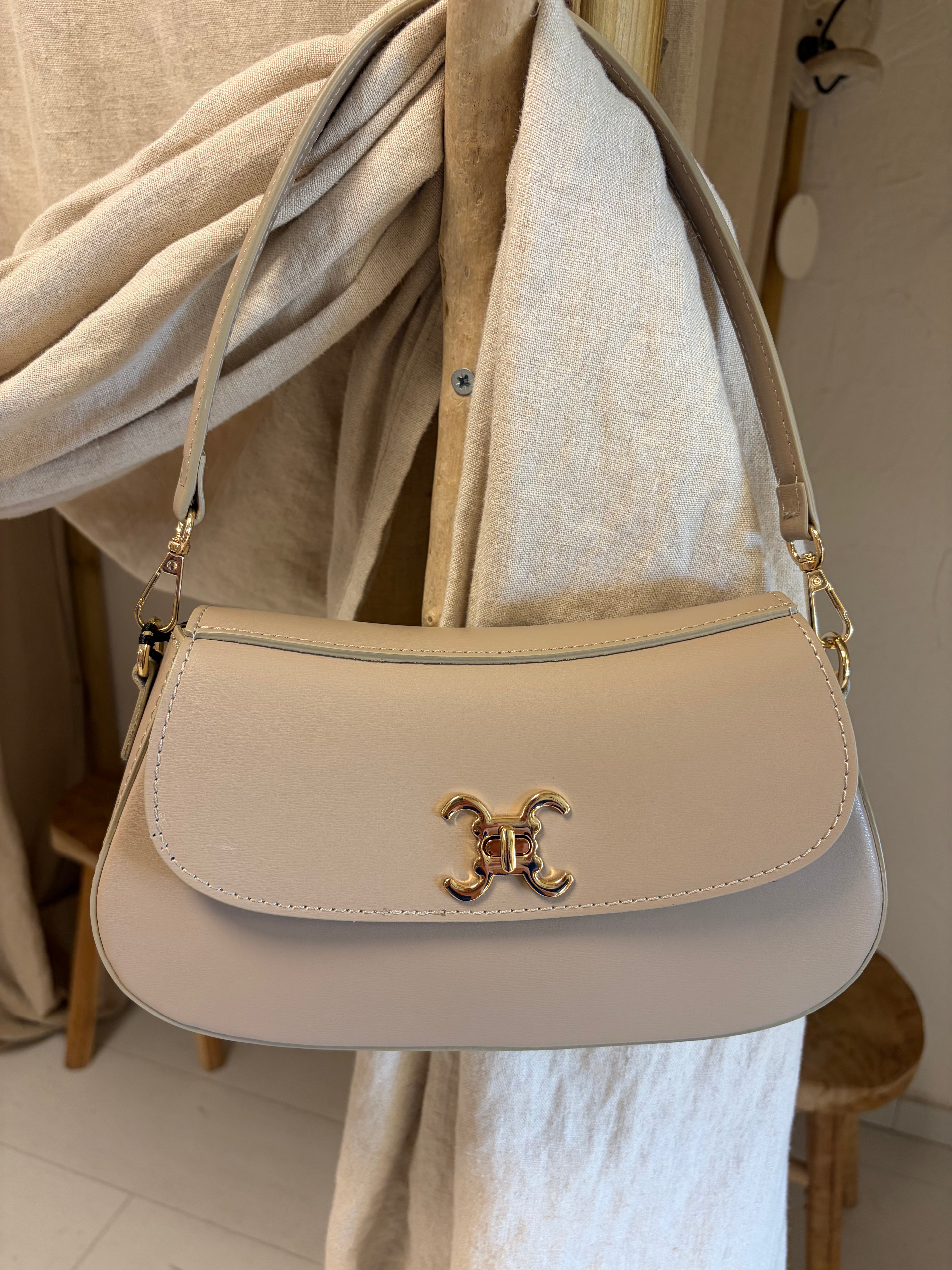 Sac en cuir beige