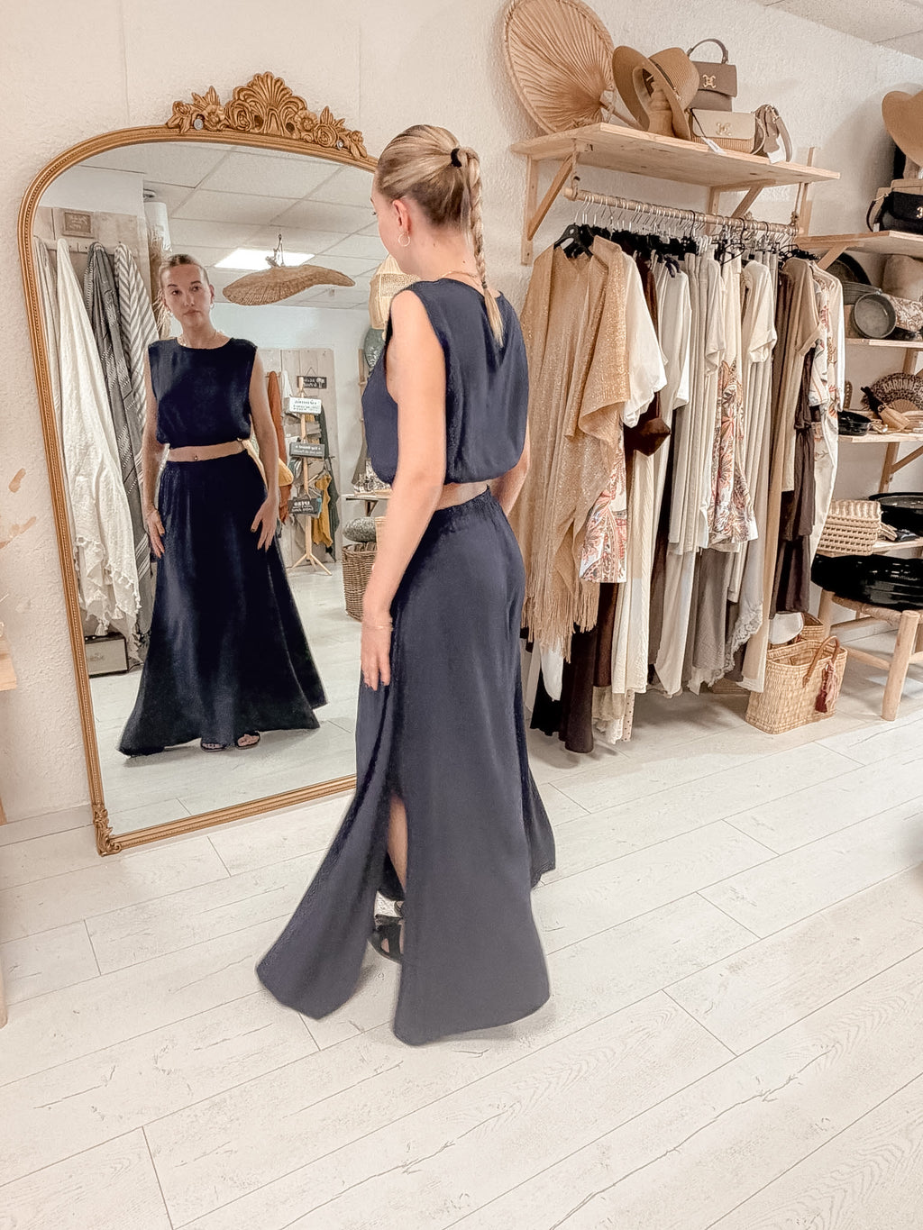 Ensemble élégance Bohème chic bleu marine
