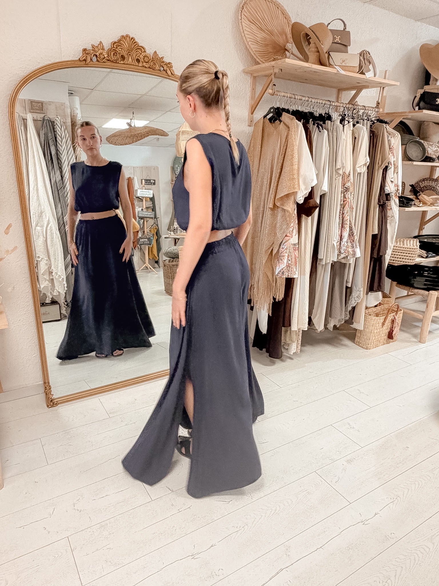 Ensemble élégance Bohème chic bleu marine