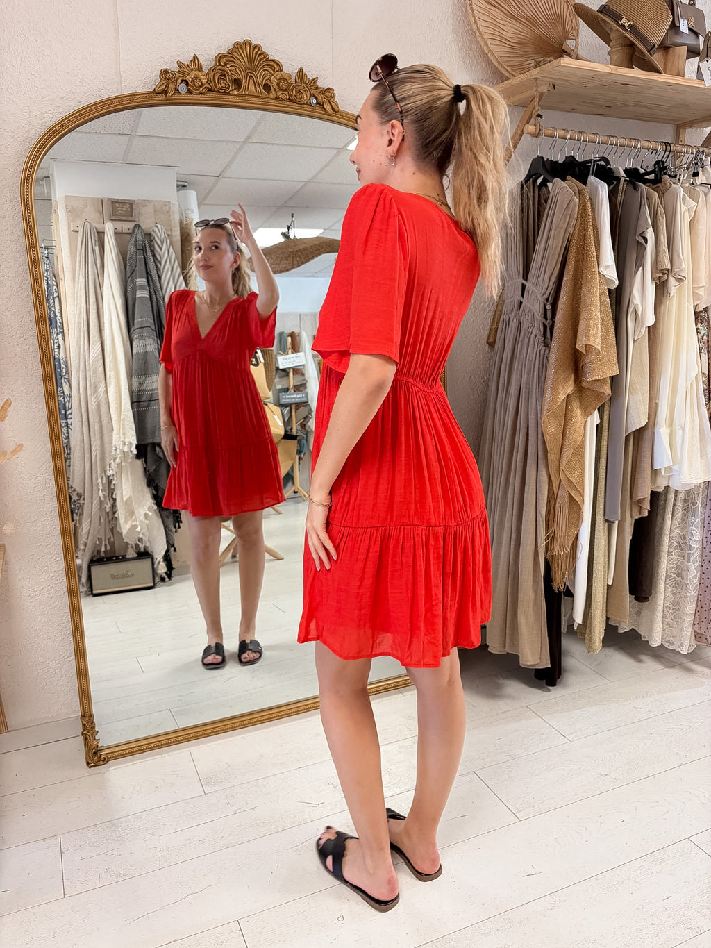 Robe courte Théa rouge