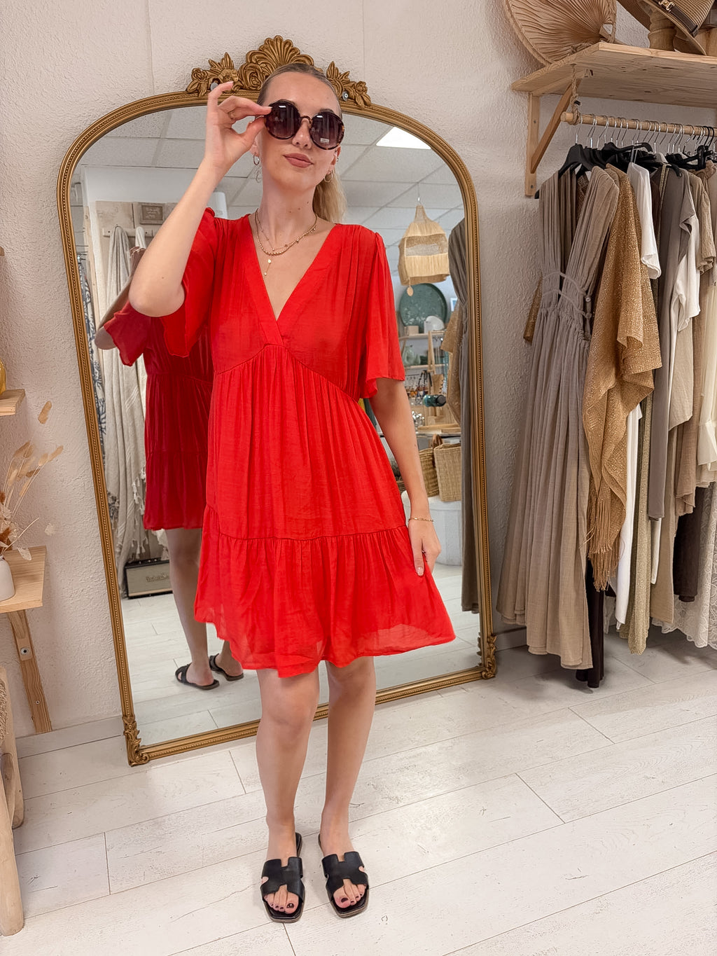 Robe courte Théa rouge