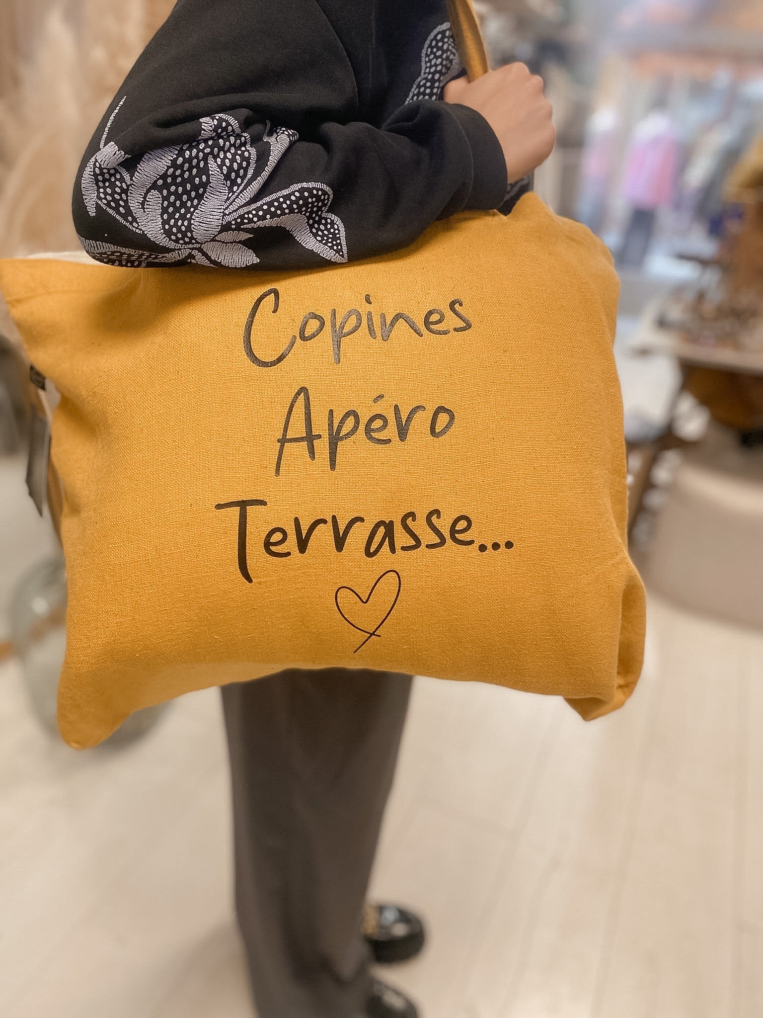 Cabas Copines Apéro Terrasse jaune
