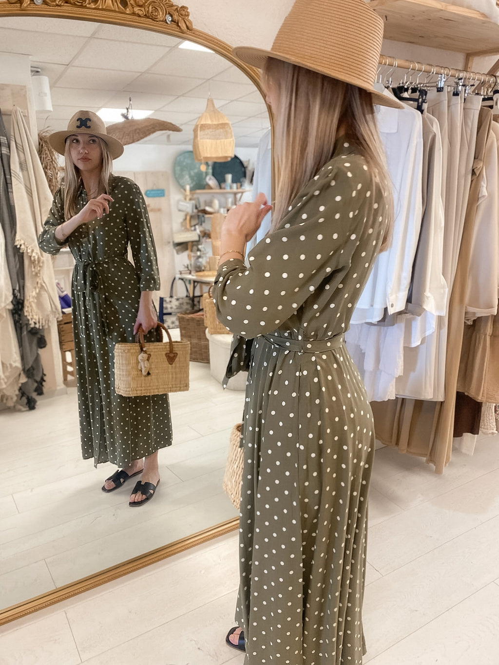 Robe chemise Lisa kaki