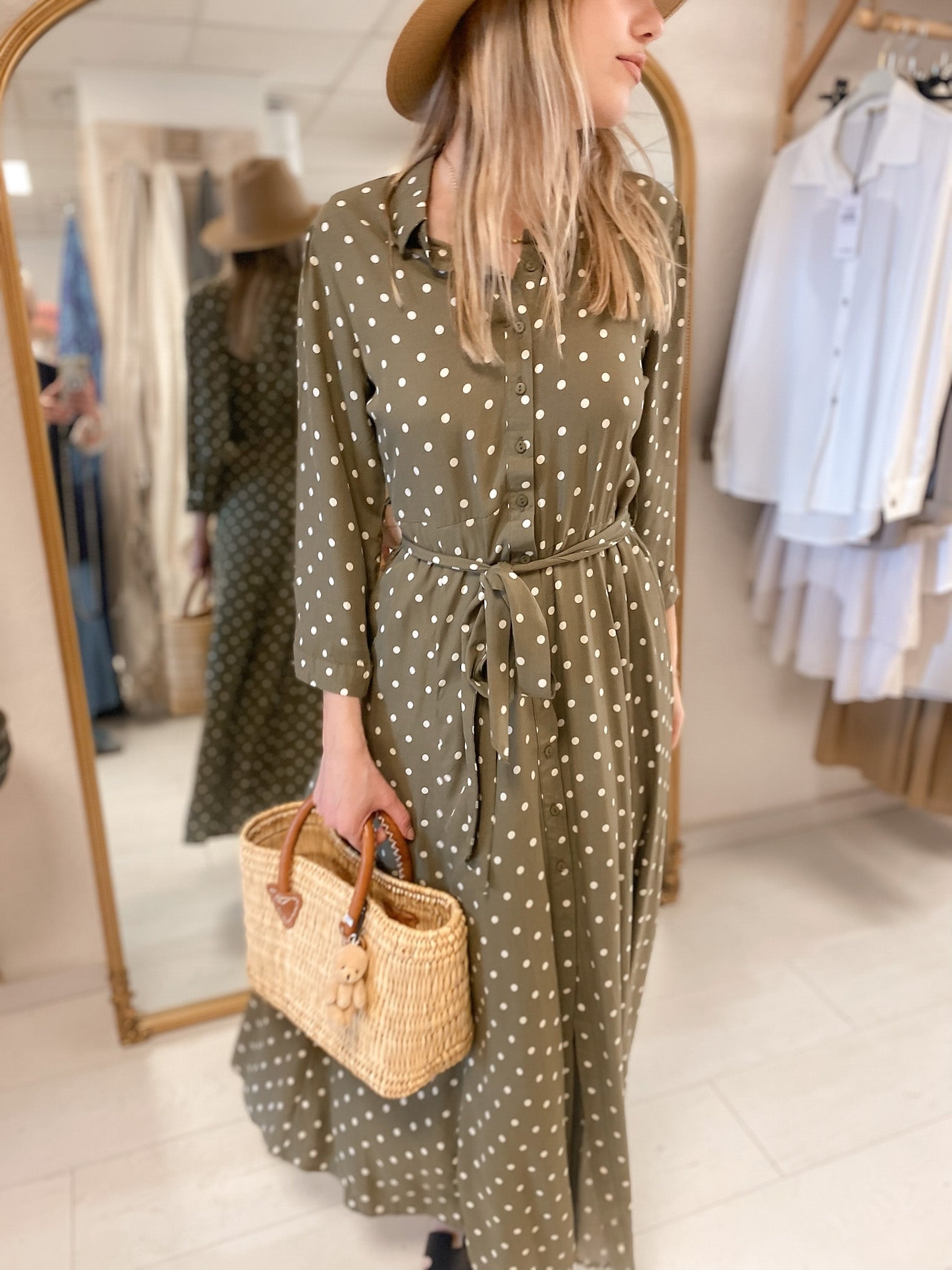Robe chemise Lisa kaki