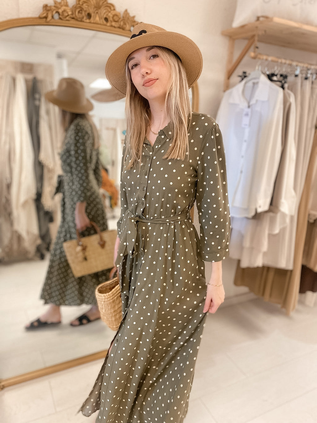 Robe chemise Lisa kaki