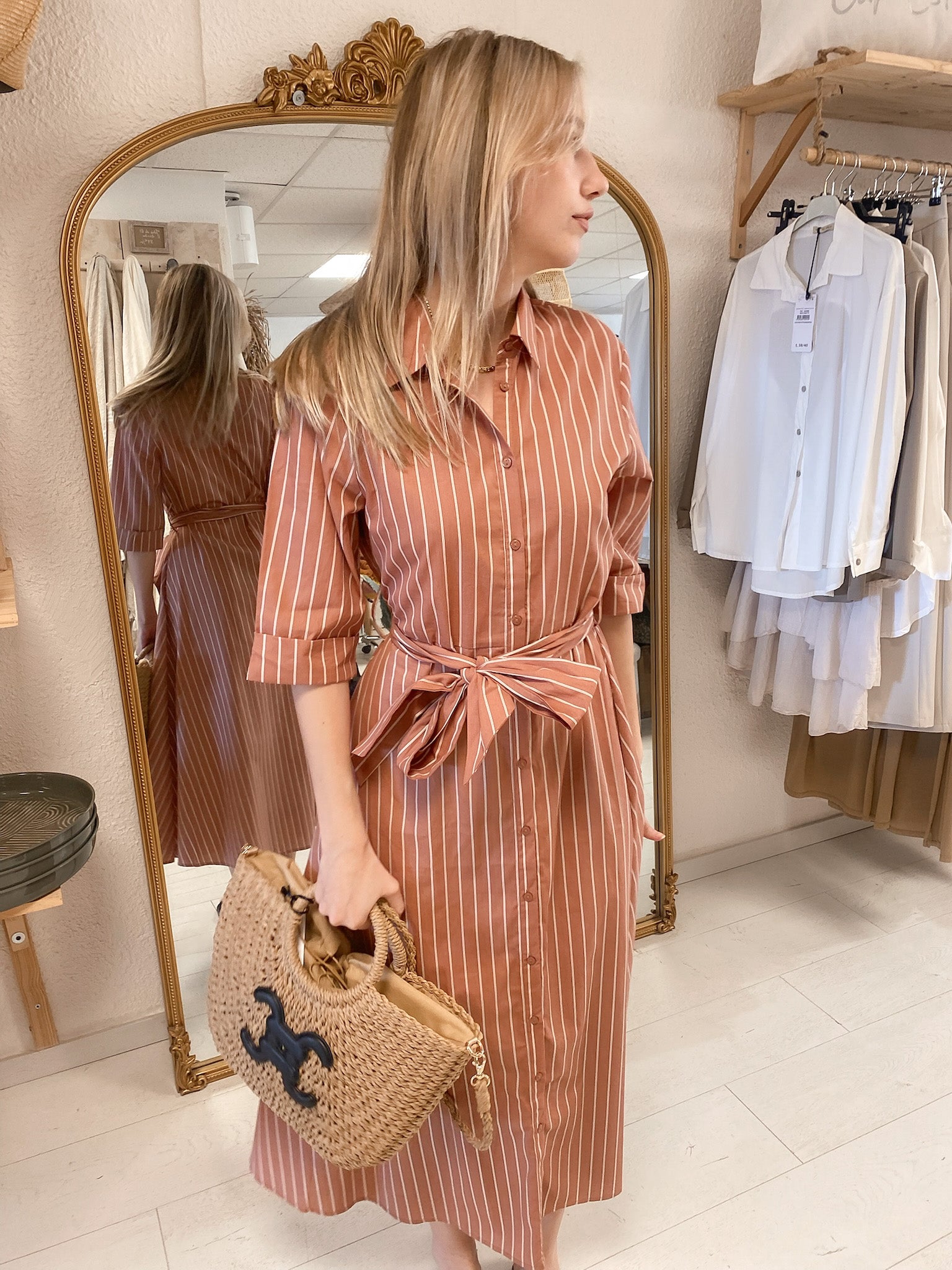 Robe Perrine terracotta rayée