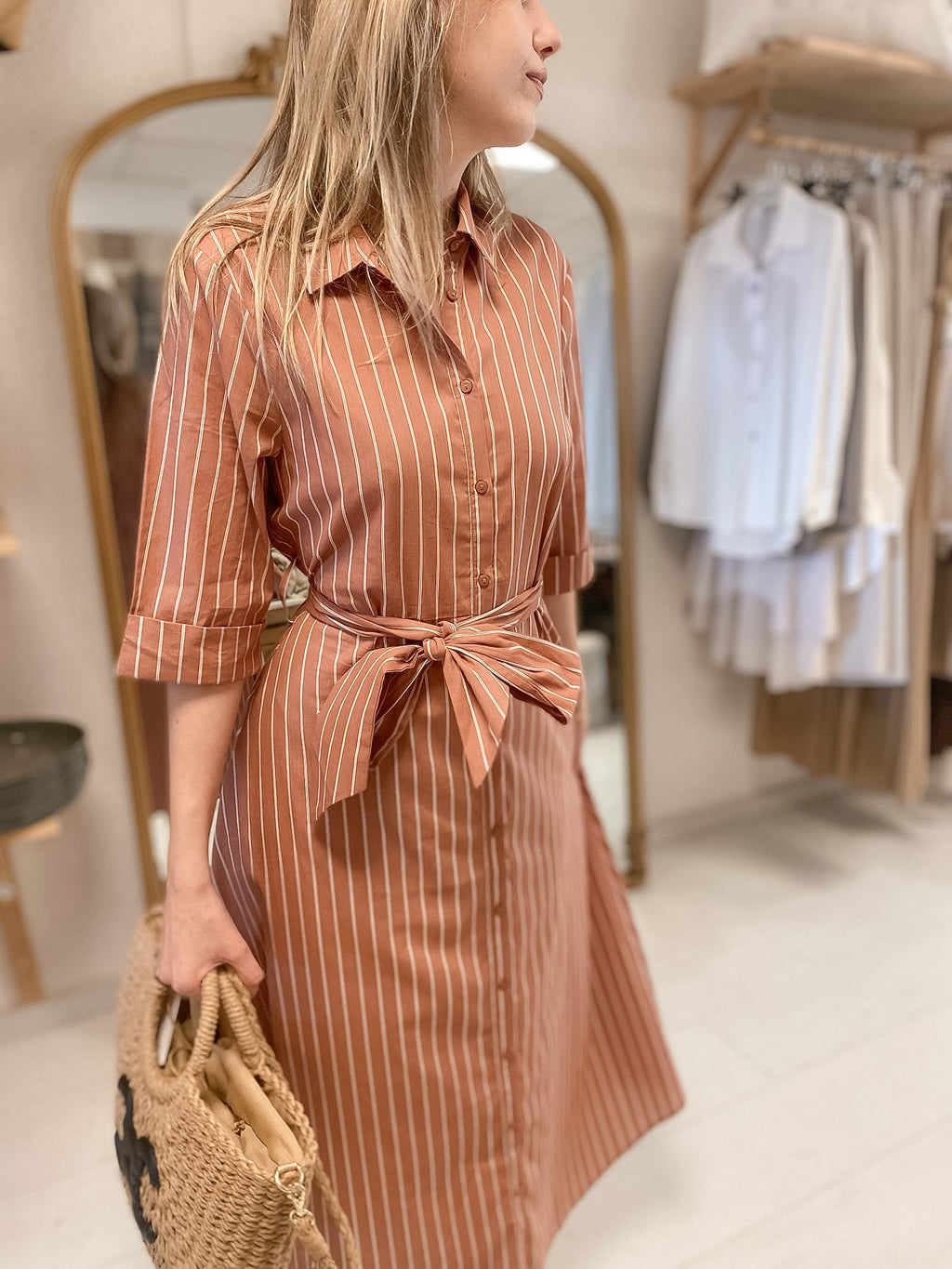 Robe Biba longue rayée terracotta