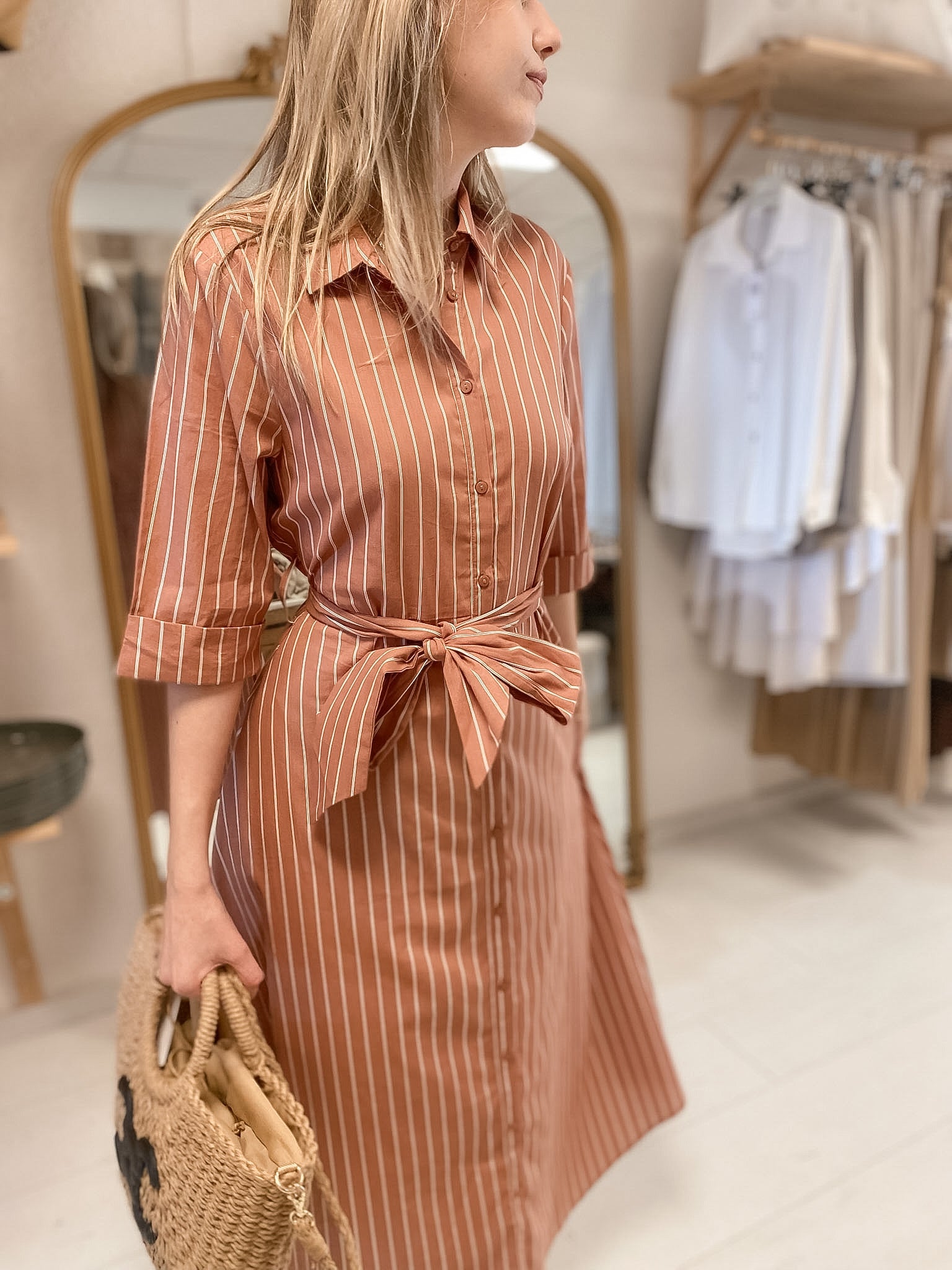 Robe Biba longue rayée terracotta