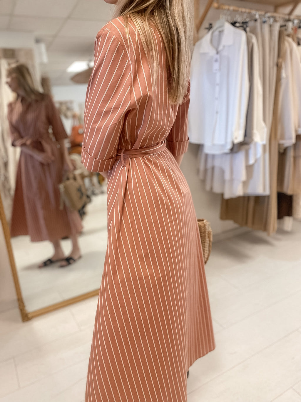 Robe Biba longue rayée terracotta