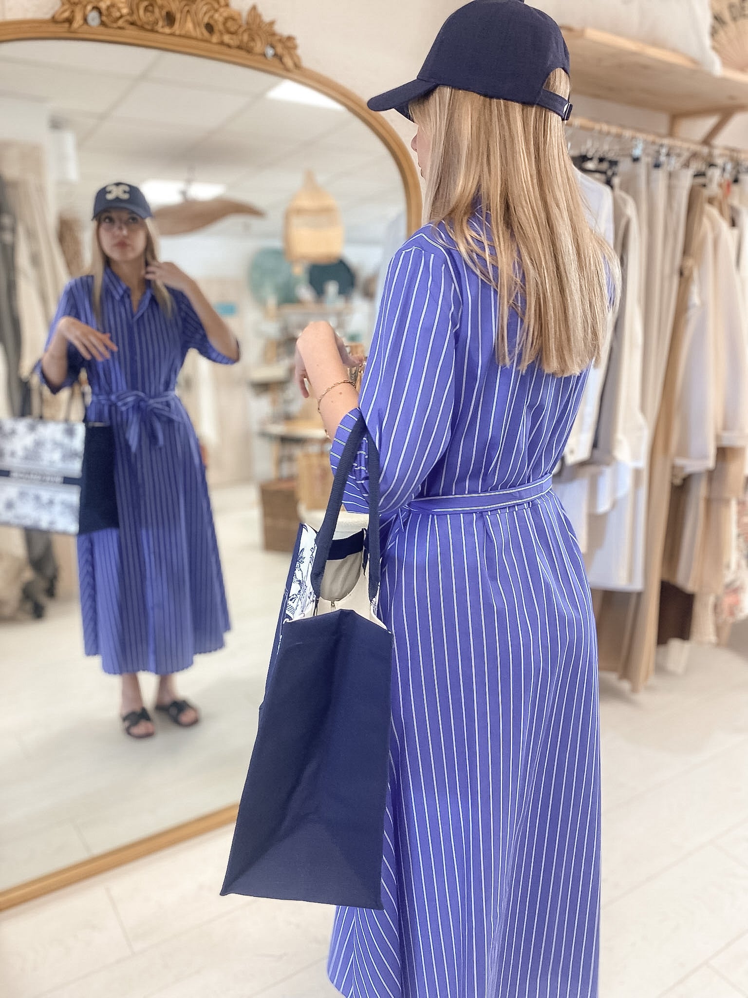 Robe Biba longue rayée bleue