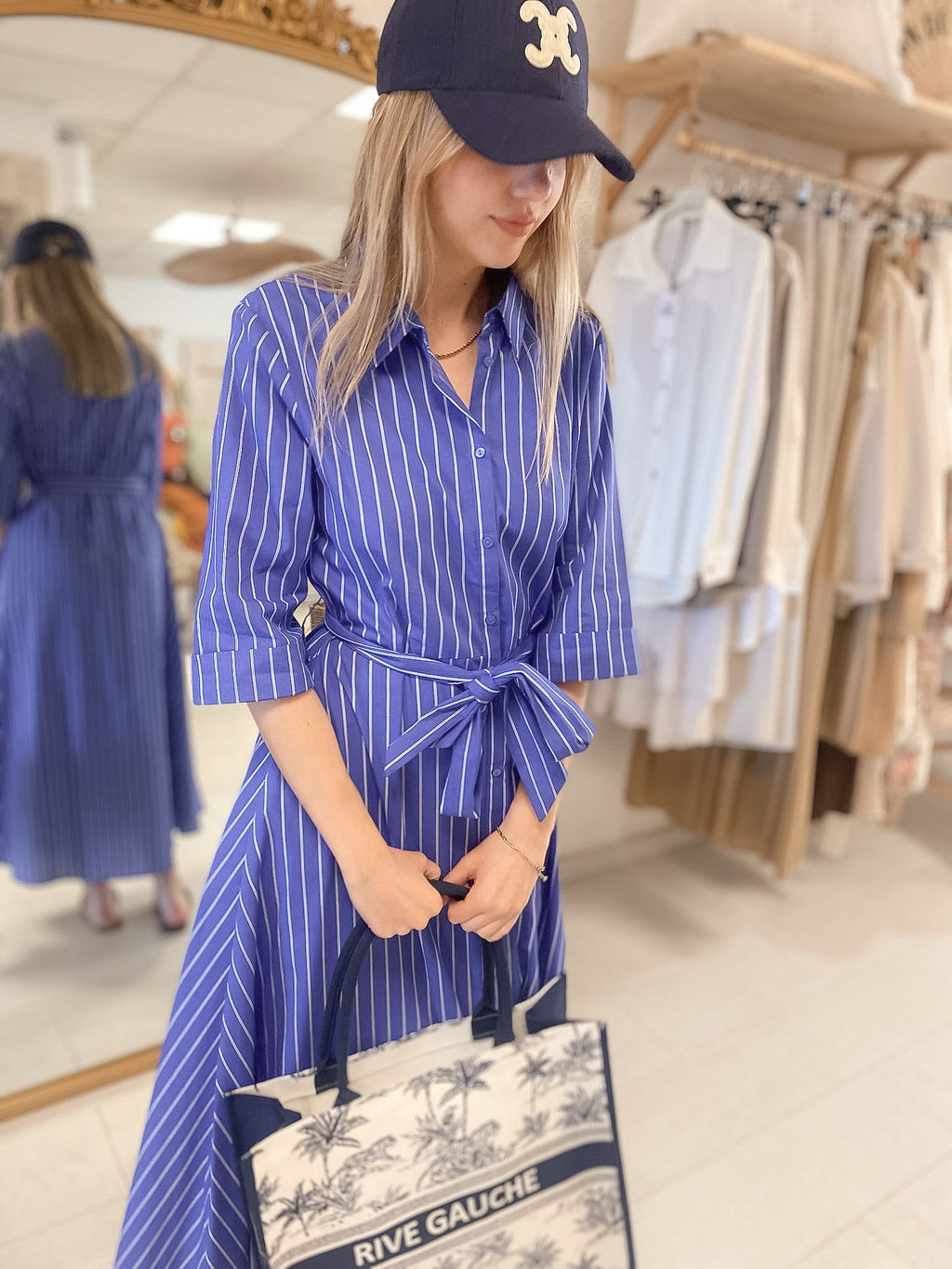 Robe Biba longue rayée bleue