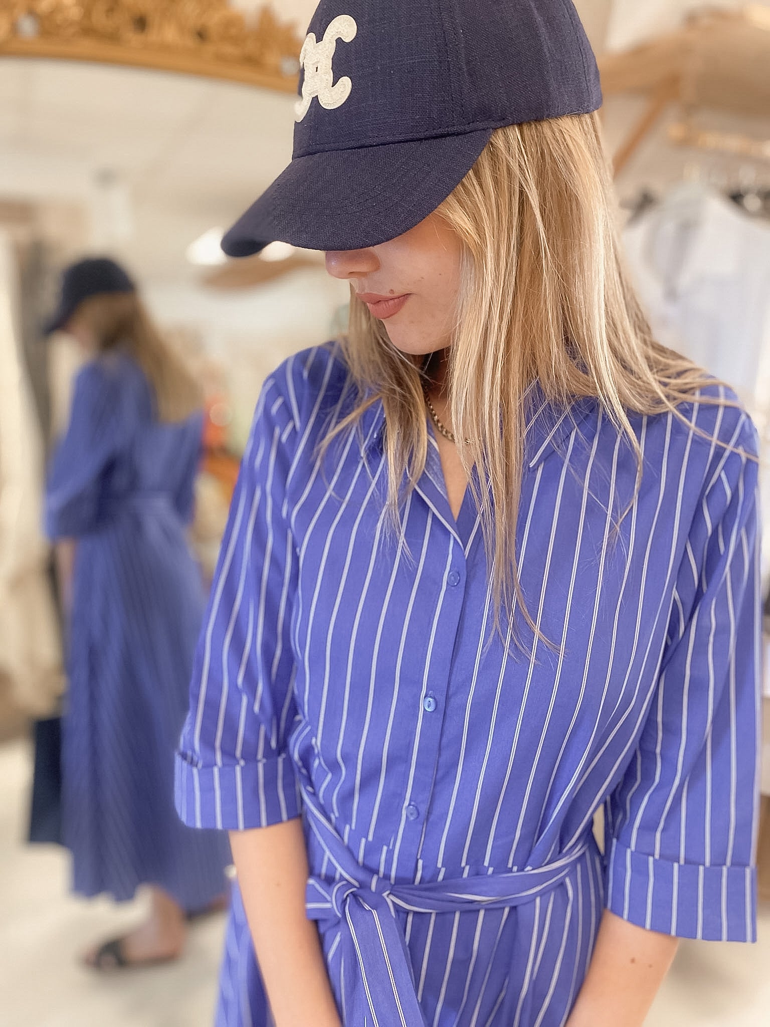 Robe Biba longue rayée bleue