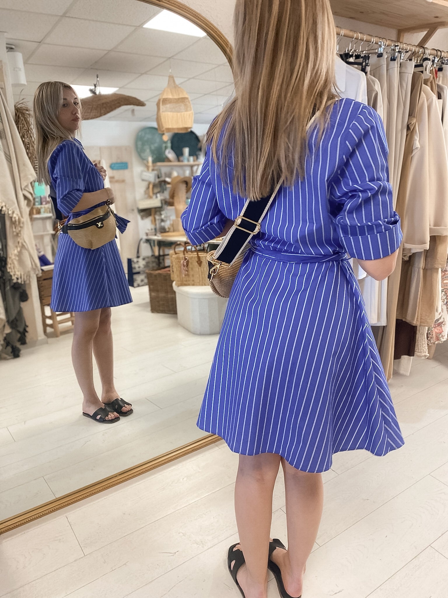 Robe Perrine bleue rayée