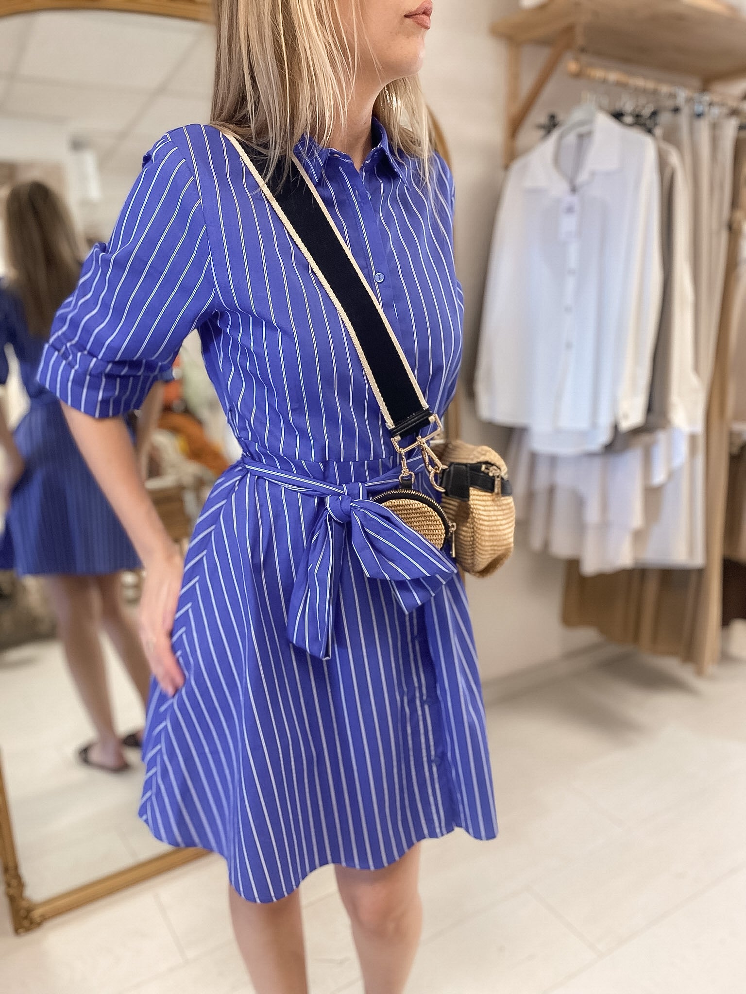 Robe Perrine bleue rayée