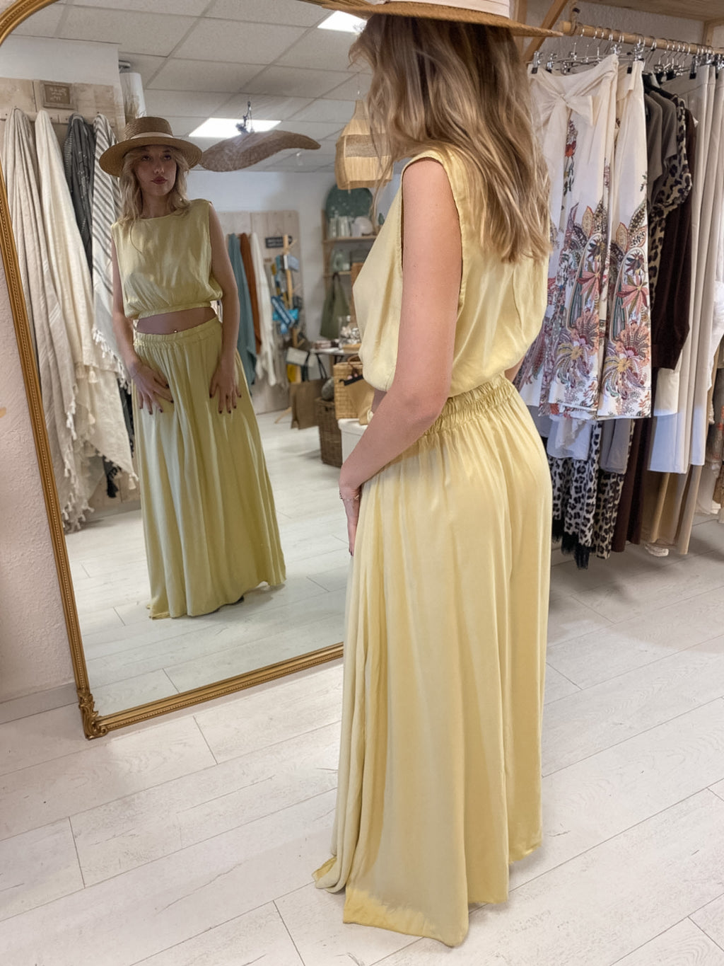 Ensemble élégance Bohème chic jaune paille