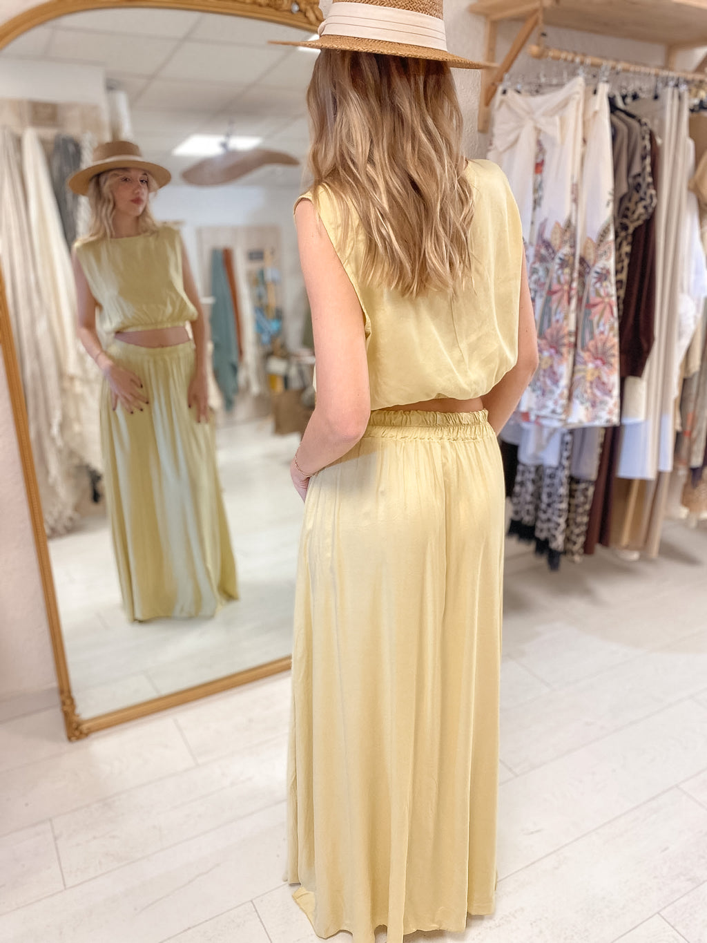 Ensemble élégance Bohème chic jaune paille