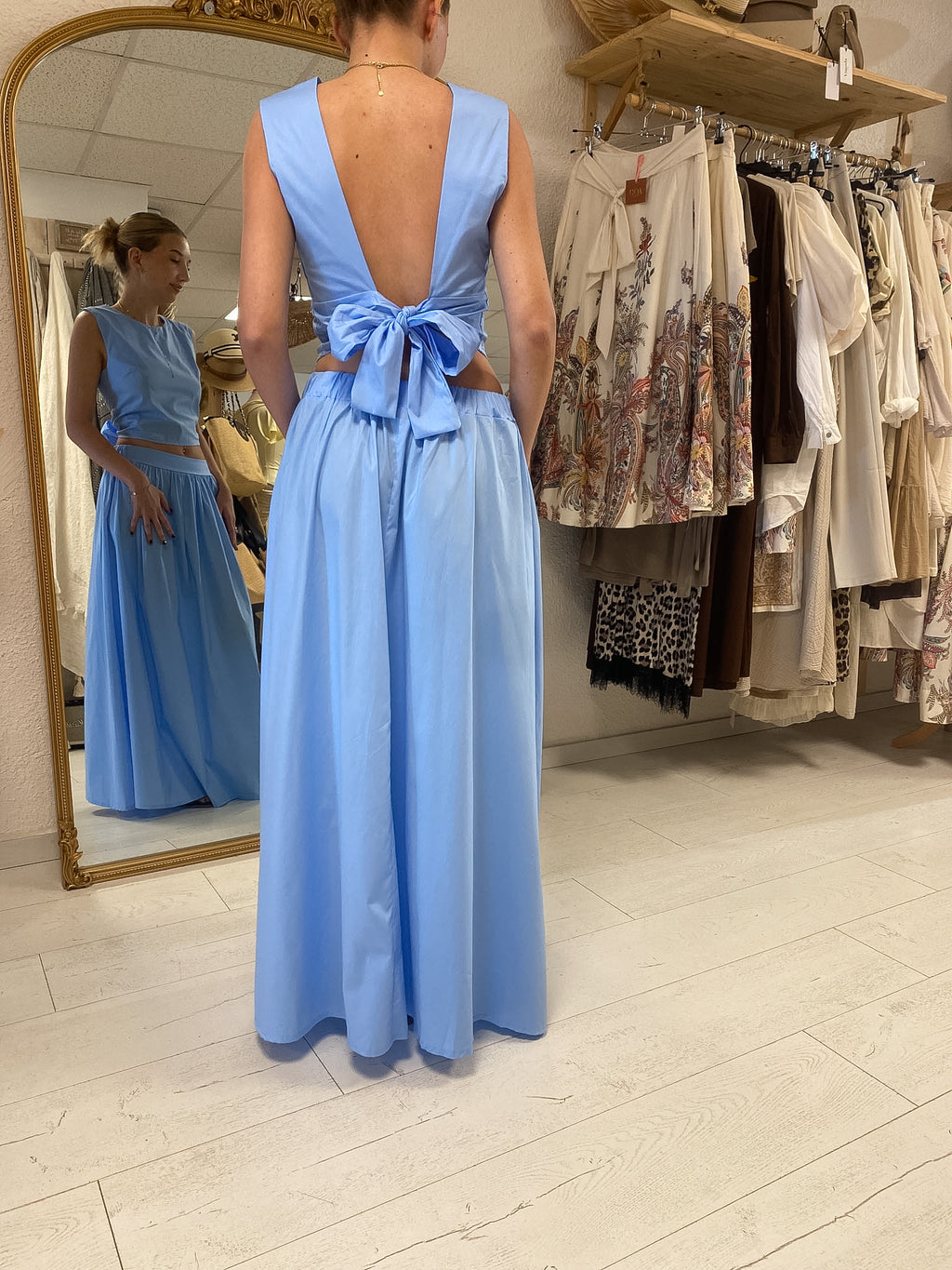 Ensemble élégance Bohème chic bleu ciel
