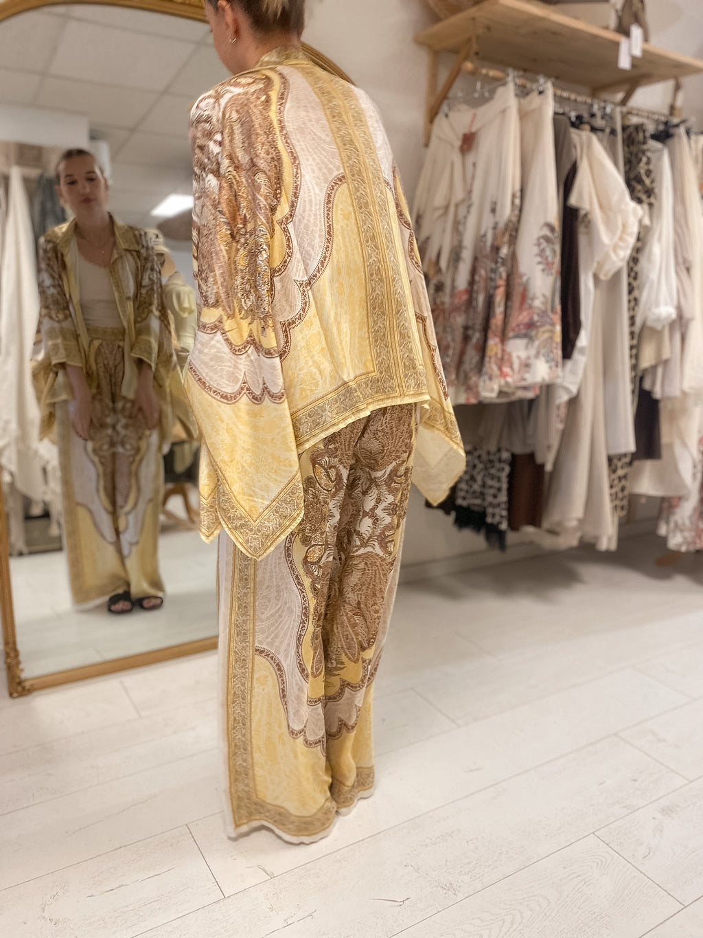 Chemise fluide imprimée bohème – Tons jaune