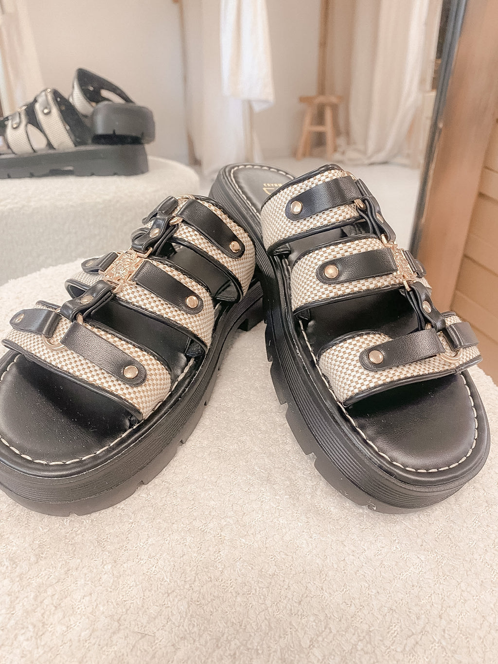 Mules Erinne - Noir et beige
