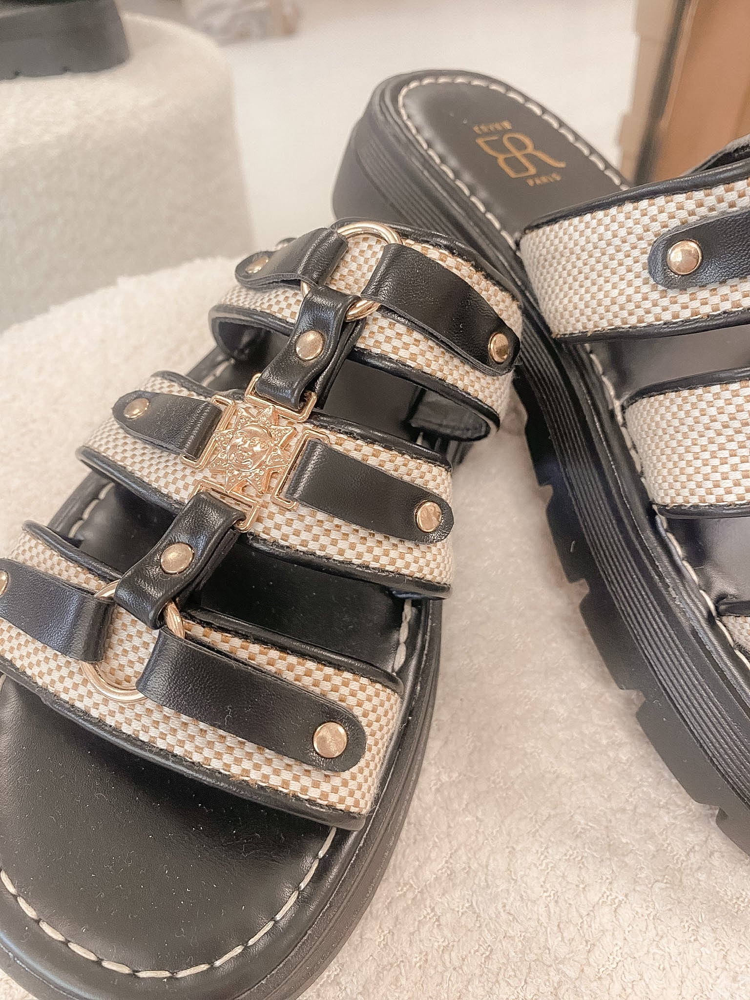 Mules Erinne - Noir et beige